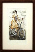 Aleš Vondřich - Žena na kole - signovaný umělecký tisk